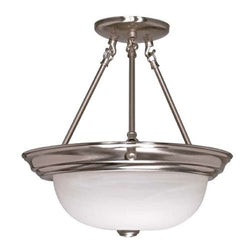 NUVO 60/3185 2 Light 13" Semi-Flush with Alabaster Glass - (2) 13w GU24 Lamps Included