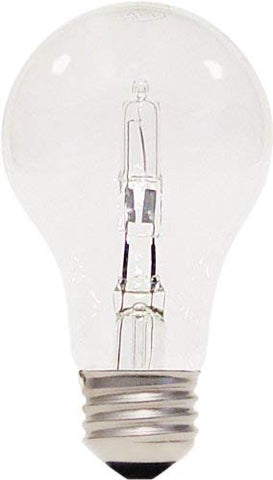 Satco  S2403  53 watt; Halogen; A19; Clear; 1000 Average rated Hours; 1050 Lumens; Medium base; 120 volts; 2-Pack
