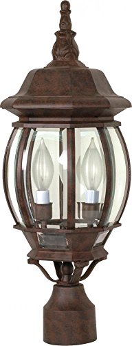 NUVO 60/898 Central Park - 3 Light - 21" - Post Lantern - with Clear Beveled Glass