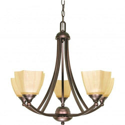 NUVO 60/055 Normandy - 5 Light - 25" - Chandelier - with Champagne Linen Washed Glass