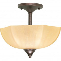 NUVO 60/057 Normandy - 2 Light - 13" - Semi-Flush - with Champagne Linen Washed Glass