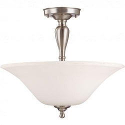 NUVO 60/1827 Dupont - 3 Light Semi Flush with Satin White Glass