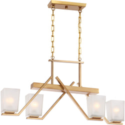NUVO 60/5083 Timone - 4 Light Trestle with Etched Sandstone Glass; Vintage Brass Finish