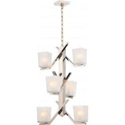 NUVO 60/5084 Timone - 6 Light Pendant with Etched Sandstone Glass; Vintage Brass Finish
