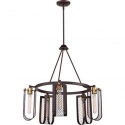 NUVO 60/5786 Bandit - 5 Light Hanging Fixture; Russet Bronze with Vintage Brass Accents Finish