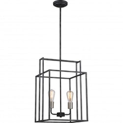 NUVO 60/5857 Lake - 2 Light 14" Square Pendant; Iron Black with Brushed Nickel Accents Finish