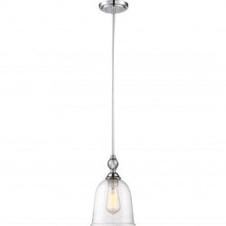 NUVO 60/5861 Fern - 1 Light Small Pendant with Clear Seeded Glass; Polished Nickel Finish