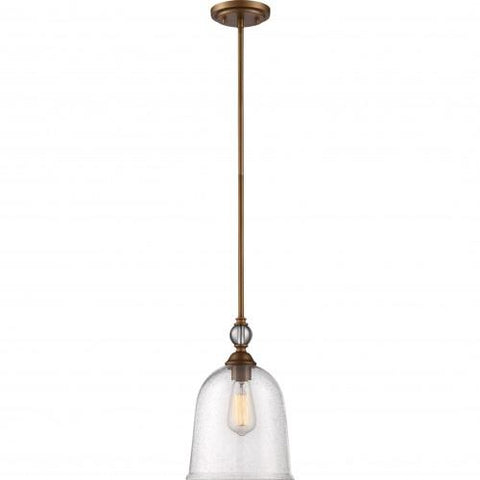 NUVO 60/5867 Fern - 1 Light Large Pendant with Clear Seeded Glass; Vintage Brass Finish