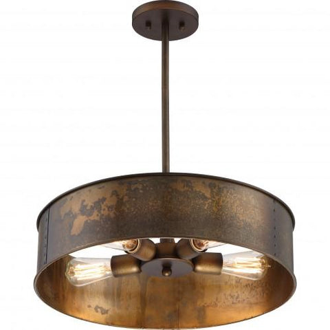 NUVO 60/5894 Kettle - 4 Light Pendant with 60w Vintage Lamps Included; Weathered Brass Finish