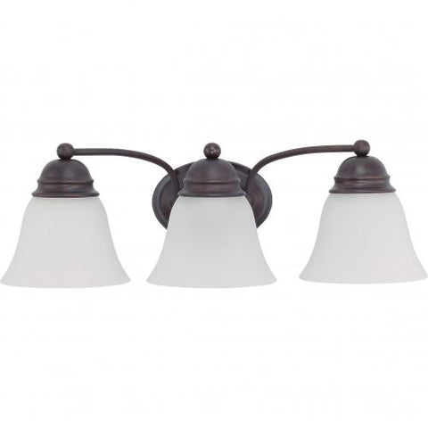 NUVO 62/1023 3 Light - Empire LED  21" Vanity Wall Fixture  - Mahogany Bronze Finish - Frosted Glass - Lamps Included