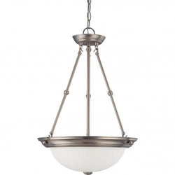 NUVO 62/1117 3 Light - LED 15" Pendant - Brushed Nickel Finish - Frosted Glass - Lamps Included