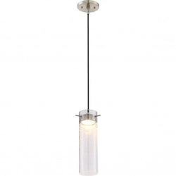 NUVO 62/951 Pulse - LED Mini Pendant with Clear Seeded Glass; Brushed Nickel Finish