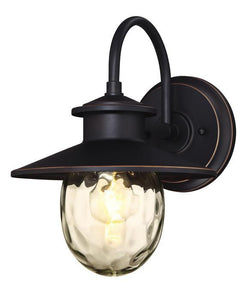 Westinghouse 6313100 1 Light Wall Fixture Oil Rubbed Bronze Finish with Highlights and 
Clear Water Glass
