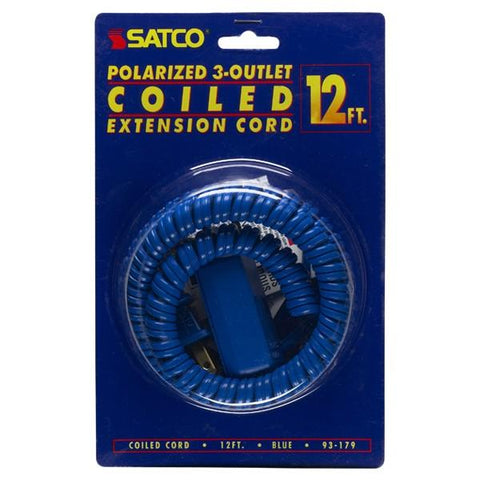 SATCO products 93/179 12 FT. COILED EXT CORD BLUE
