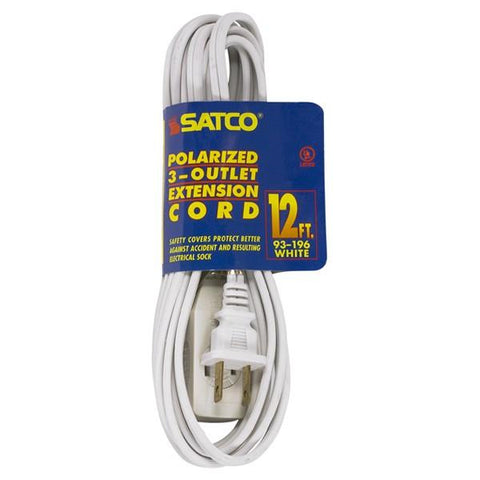 SATCO products 93/196 12' WHT EXTENSION CORD 16/2