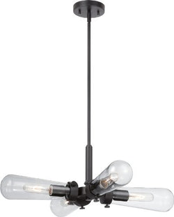 NUVO 60/5364 Beaker - 4 Light Hanging Fixture with Clear Glass - Vintage Lamps Included