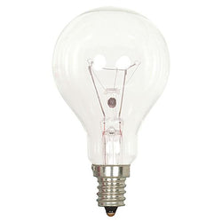 Satco  S2744  40 watt A15 Incandescent; Clear; 1000 average rated hours; 420 lumens; Intermediate base; 120 volts; 2/Card
