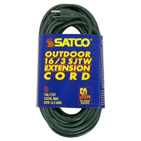 SATCO products 93/5025 50FT 16/3 SJTW GREEN EXTENSION