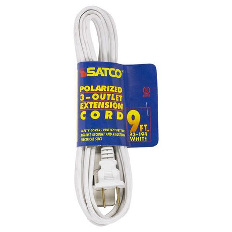 SATCO products 93/194 9' WHT. EXTENSION CORD 16/2