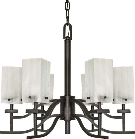 NUVO 60/000 Cubica - 6 Light - 26" - Chandelier - with Alabaster Glass