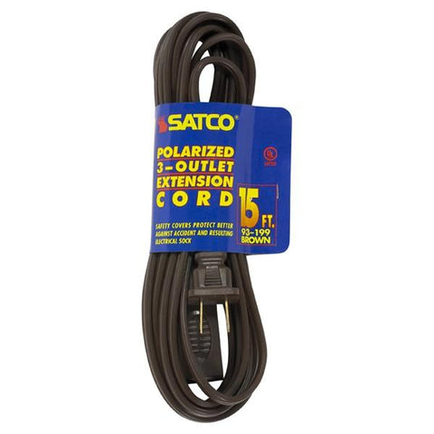 SATCO products 93/199 15' BRN EXTENSION CORD 16/2