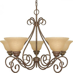 NUVO 60/1023 Castillo - 5 Light - 28" - Chandelier - with Champagne Linen Washed Glass