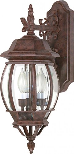 NUVO 60/892 Central Park - 3 Light - 22" - Wall Lantern - with Clear Beveled Glass