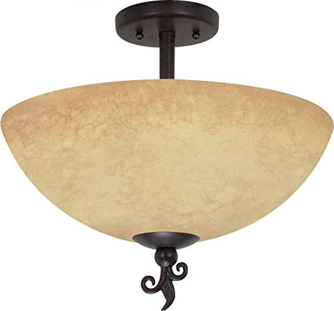 NUVO 60/042 Tapas - 3 Light - 16" - Semi-Flush - with Tuscan Suede Glass