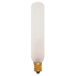 Satco S3715 15 watt T6 Incandescent; Frost; 2500 average rated hours; 90 lumens; Candelabra base; 120 volts; 2/Card
